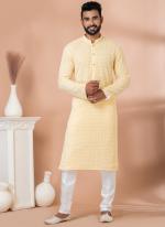 Georgette Yellow Festival Wear Weaving Kurta Pajama